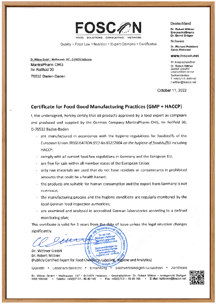 Foscon Zertifikat